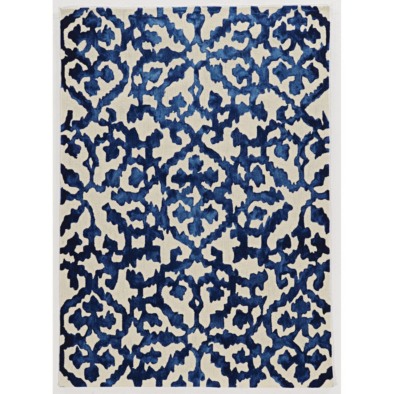 Trio Carbone Ivory Blue 8X10 Area Rug Artistic Contemporary Design Easy Care